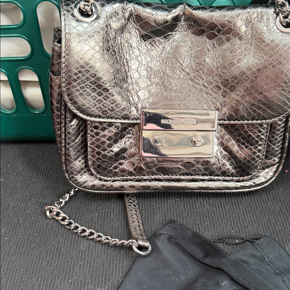 Michael Kors Shiny Silver Crossbody Bag